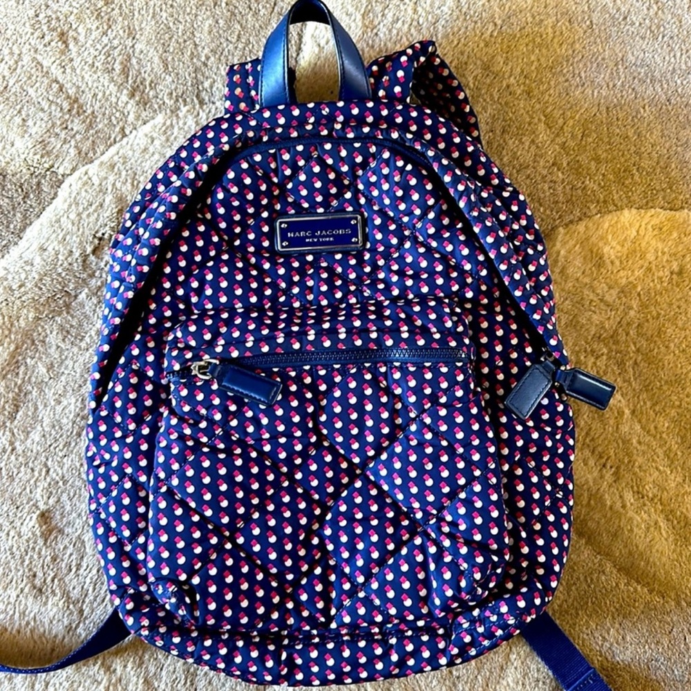 Marc Jacobs Navy Quilted Bag with Pink and White Accents